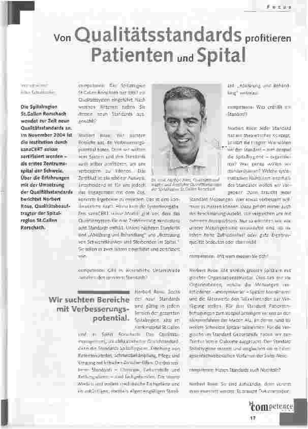 Vorschauseite 1: Von Qualitätsstandards profitieren Patienten und Spital