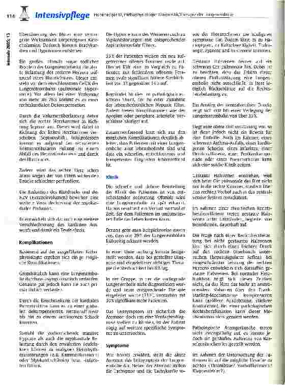 Vorschauseite 3: Pathophysiologie: Diagnostik/Therapie der Lungenembolie