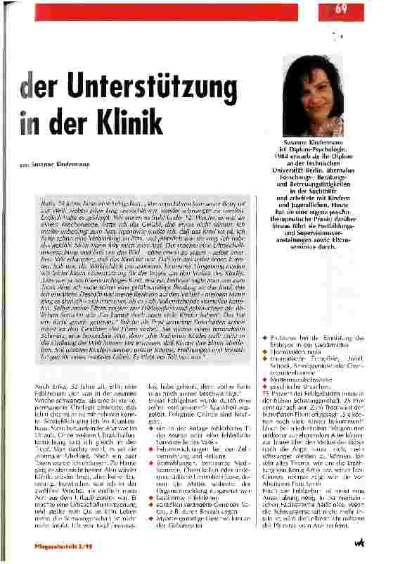 Vorschauseite 2: Möglichkeiten der Unterstützung betroffenrer Eltern in der Klinik