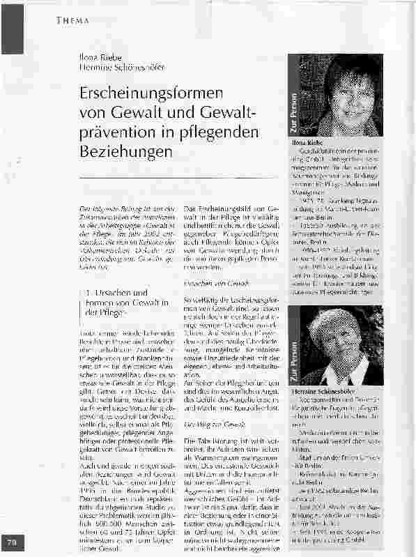 Vorschauseite 1: Erscheinungsformen von Gewalt und Gewaltprävention in pflegenden Beziehungen