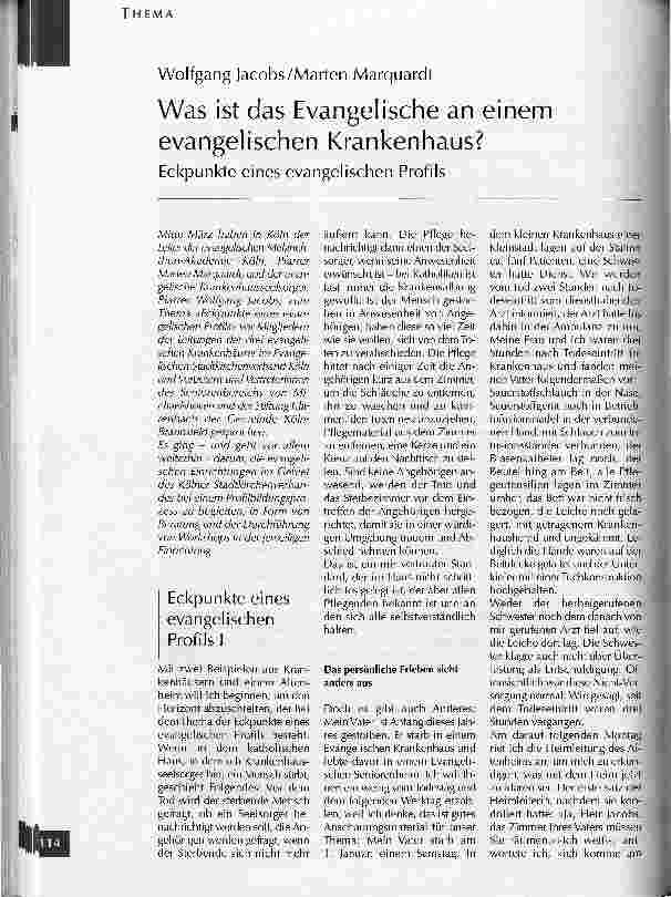 Vorschauseite 1: Was ist das Evangelische an einem evangelischen Krankenhaus?