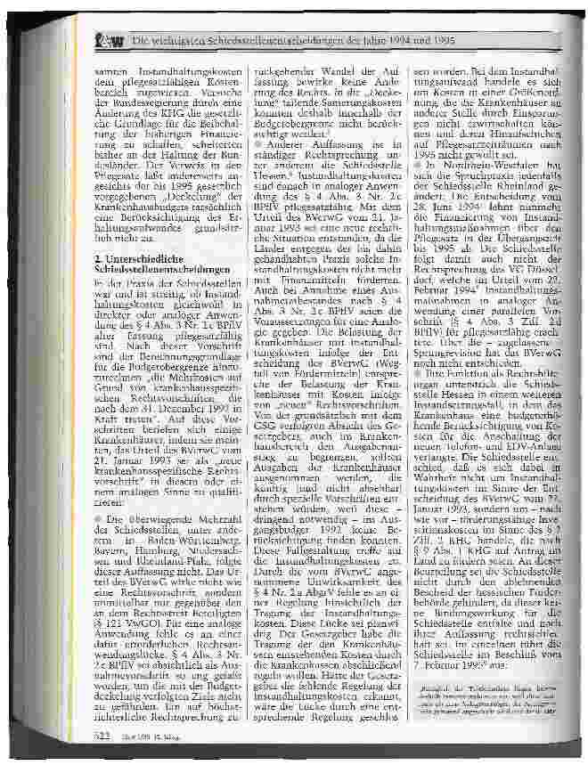 Vorschauseite 2: Die wichtigsten Schiedsstellenentscheidungen der Jahre 1994 und 1995 Die BPflV im Umbruch