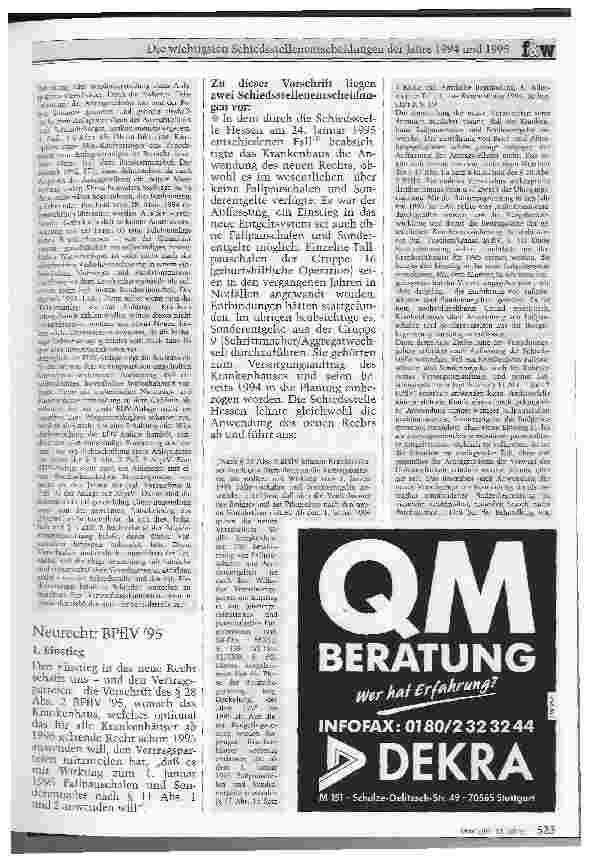 Vorschauseite 3: Die wichtigsten Schiedsstellenentscheidungen der Jahre 1994 und 1995 Die BPflV im Umbruch