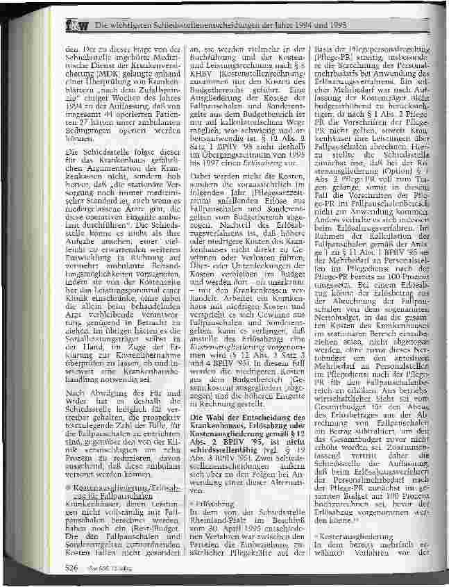 Vorschauseite 6: Die wichtigsten Schiedsstellenentscheidungen der Jahre 1994 und 1995 Die BPflV im Umbruch