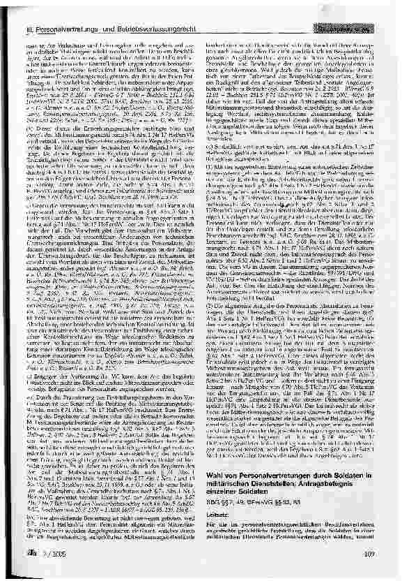 Vorschauseite 2: III. Personalvertretungsund Betriebsverfassungsrecht Initiativrecht des Personalrats; Einführung eines elektronischen Zeiterfassungssystems; Mitbestimmung bei Einführung technisch…