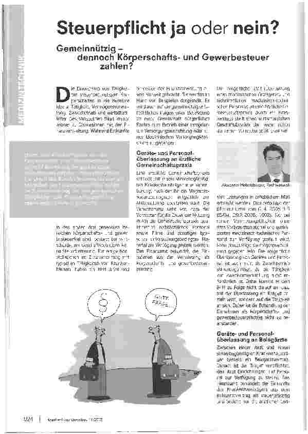 Vorschauseite 1: Steuerpflicht ja oder nein? Gemeinnützig -dennoch Körperschaftsund Gewerbesteuer zahlen?
