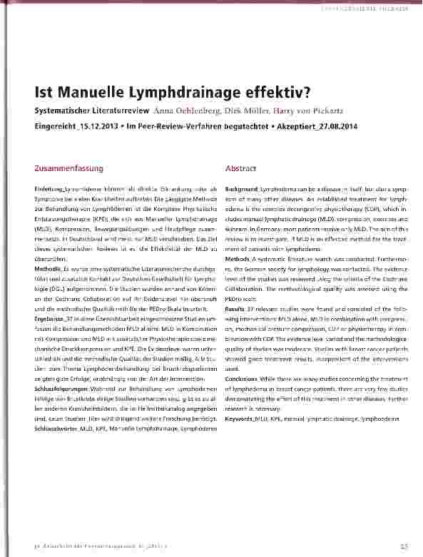 Vorschauseite 1: Ist Manuelle Lymphdrainage effektiv?