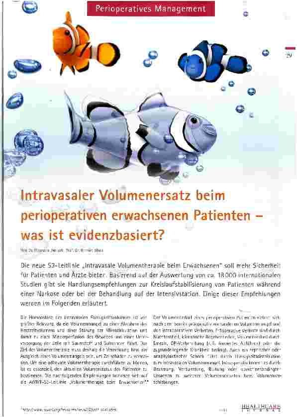 Vorschauseite 1: Intravasaler Volumenersatz beim perioperativen erwachsenen Patienten -was ist evidenzbasiert?
