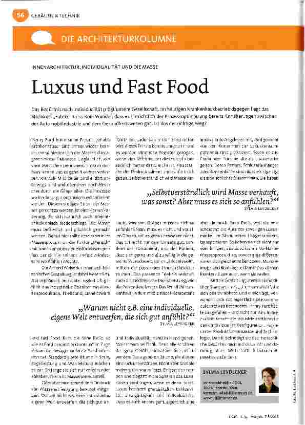 Vorschauseite 1: Luxus und Fast Food