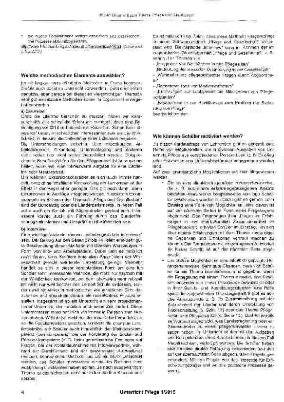 Vorschauseite 3: Unterricht zum Thema „Pflege und Gesellschaft