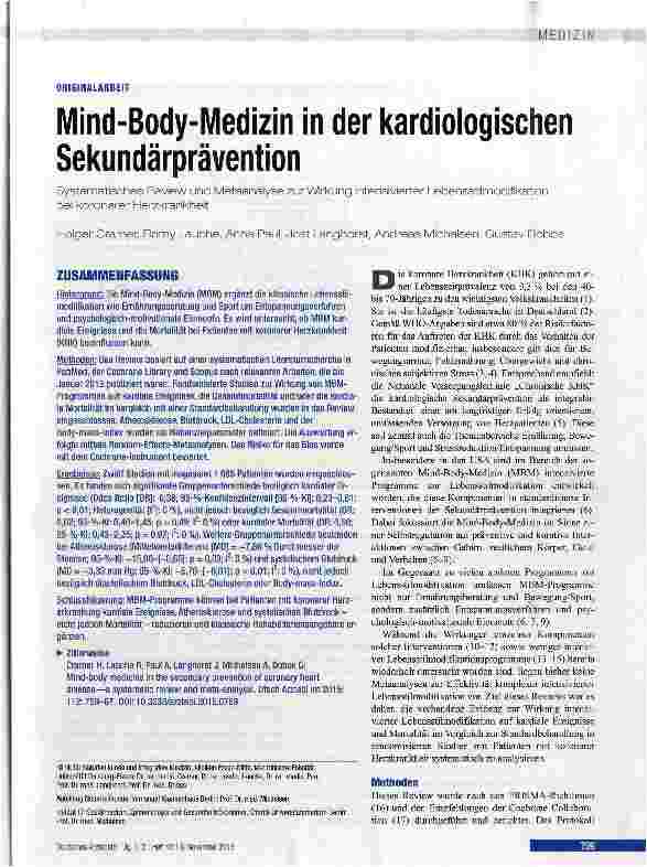 Vorschauseite 1: Mind-Body-Medizin in der kardiologischen Sekundärprävention