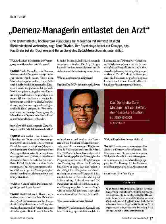 Vorschauseite 1: „Demenz-Managerin entlastet den Arzt