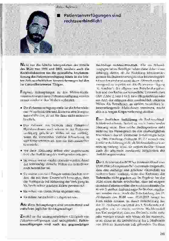 Vorschauseite 1: Patientenverfügungen sind rechtsverbindlich!