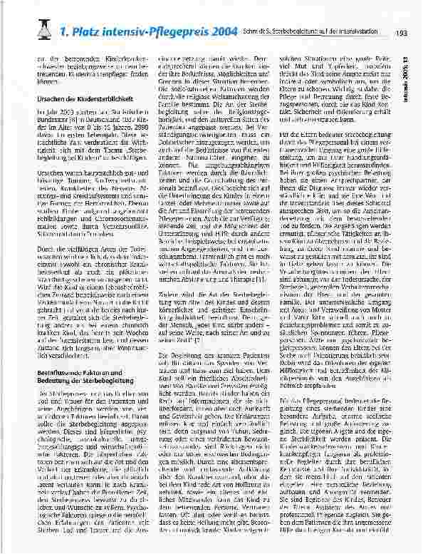Vorschauseite 2: Sterbebegleitung auf der Pädiatrischen Intensivstation