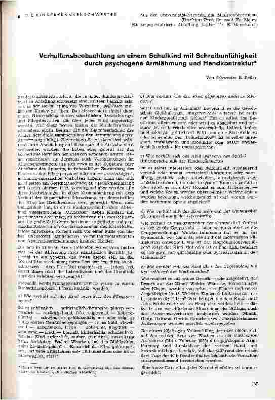 Vorschauseite 1: Verhaltensbeobachtung an einem Schulkind mit Schreibunfähigkeit durch psychogene Armlähmung und Handkontraktur