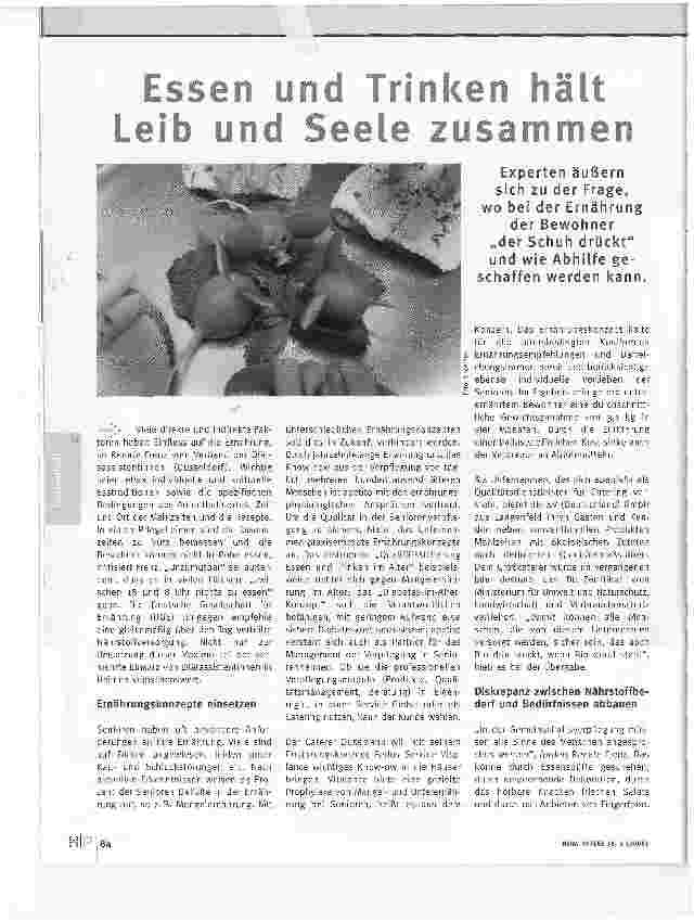 Vorschauseite 1: Essen und Trinken hält Leib und Seele zusammen