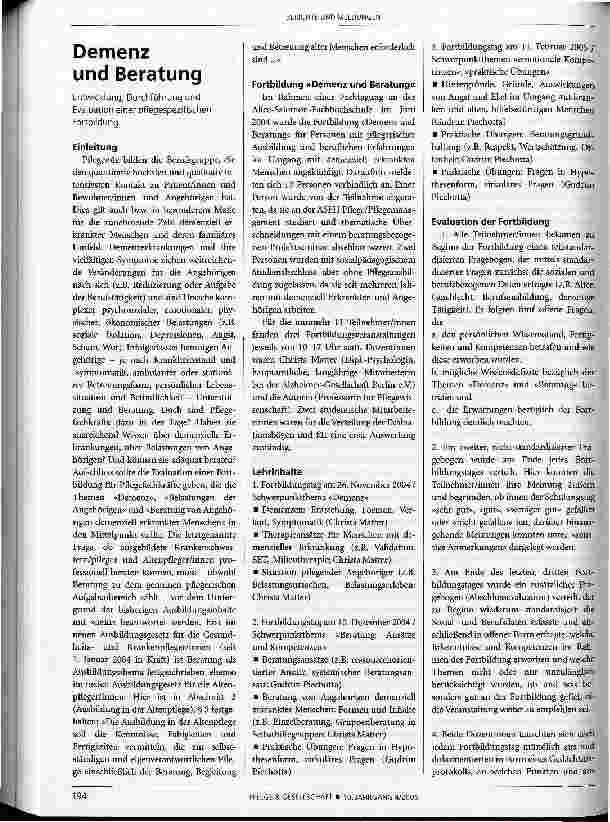 Vorschauseite 1: Demenz und Beratung