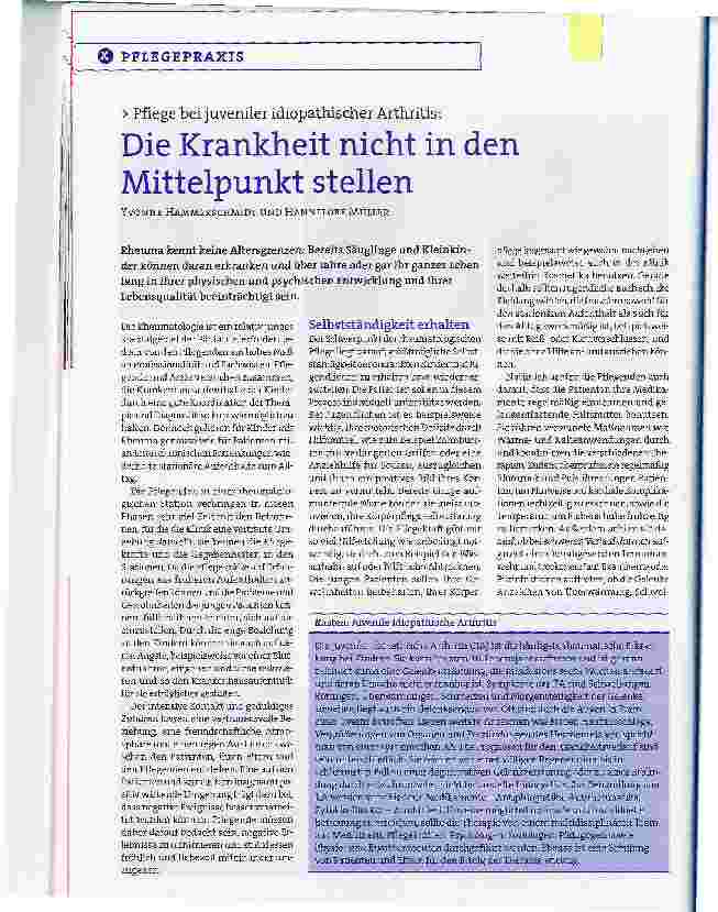 Vorschauseite 1: Pflege bei juveniler idiopathischer Arthritis:Die Krankheit nicht in den Mittelpunkt stellen