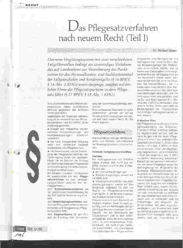 Vorschauseite 1: Das Pflegesatzverfahren nach neuem Recht Teil 1