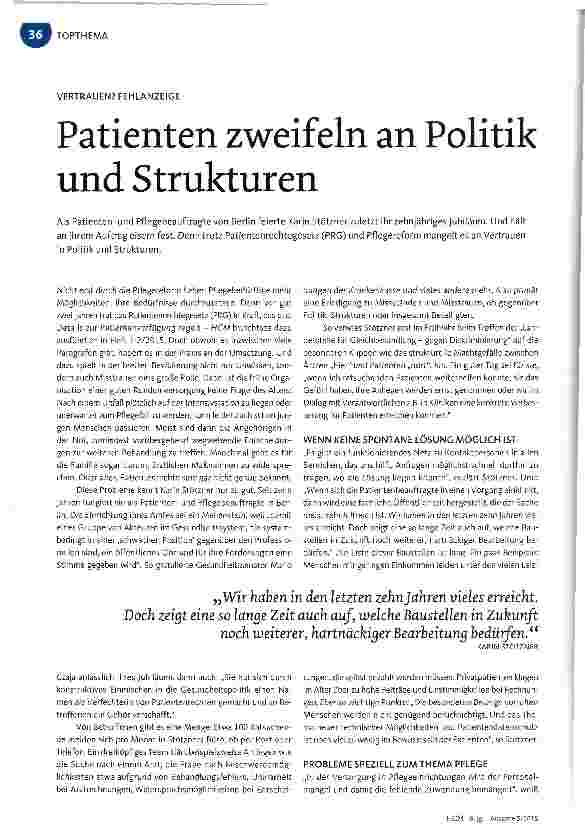 Vorschauseite 1: Patienten zweifeln an Politik und Strukturen