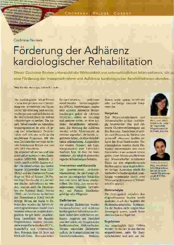 Vorschauseite 1: Förderung der Adhärenz kardiologischer Rehabilitation