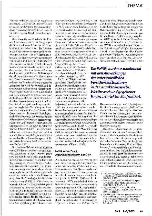 Vorschauseite 2: GKV-Finanzarchitektur als Eckpfeiler der Wettbewerbsordnung: Stand und Weiterentwicklung