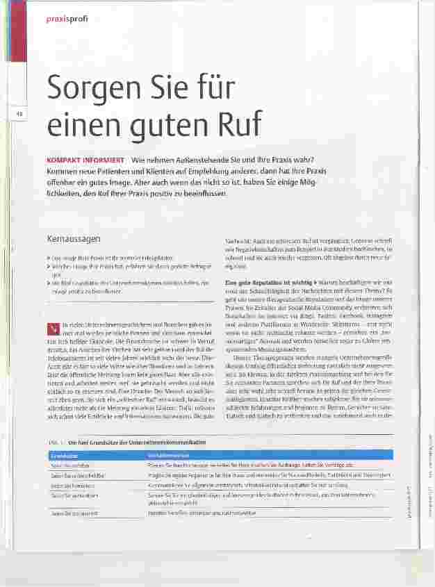 Vorschauseite 1: Sorgen Sie für einen guten Ruf