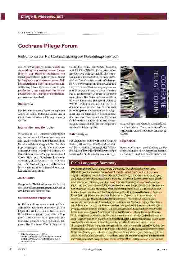 Vorschauseite 1: Cochrane Pflege Forum