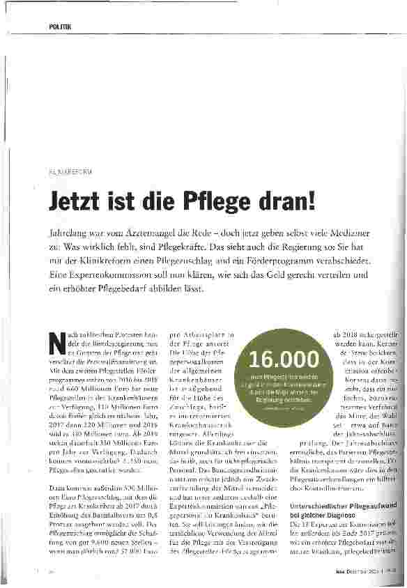 Vorschauseite 1: Jetzt ist die Pflege dran!