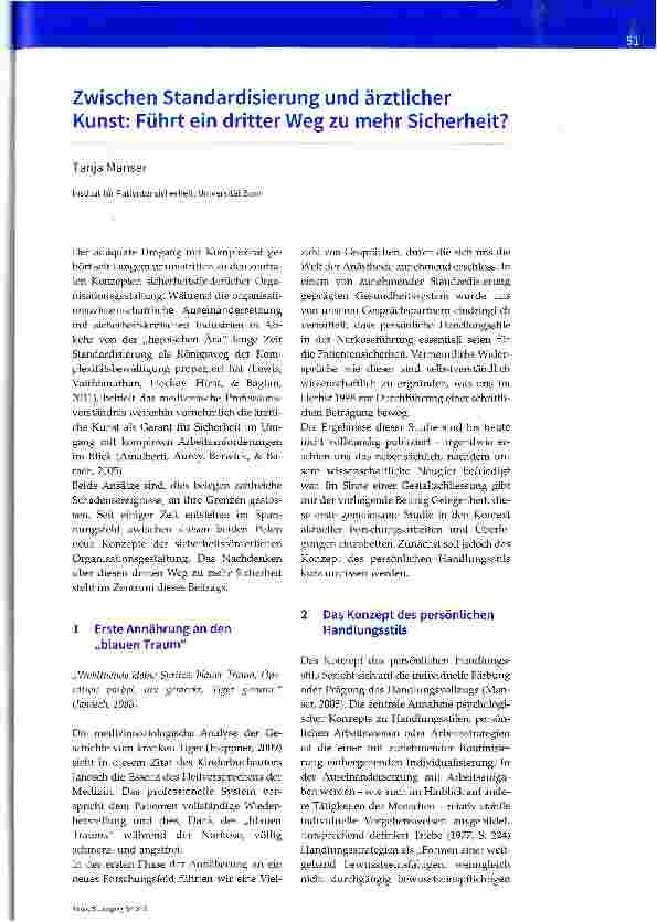 Vorschauseite 1: Zwischen Standardisierung und ärztlicher Kunst: Führt ein dritter Weg zu mehr Sicherheit?