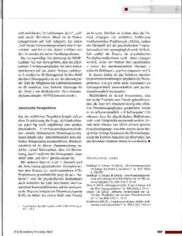 Vorschauseite 2: Rechtsaspekte der Aktualisierung der AWMF-Leitlinie zur Prophylaxe der venösen Thromboembolie (VTE)
