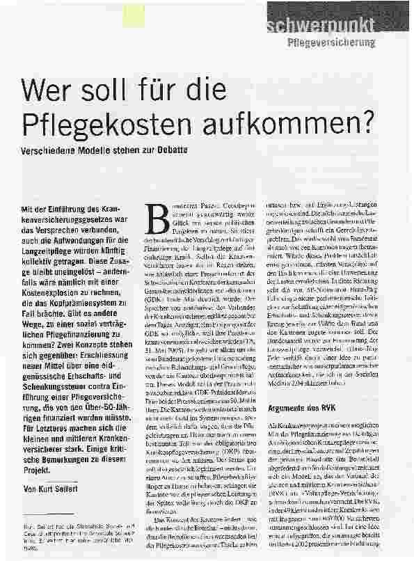 Vorschauseite 1: Wer soll für die Pflegekosten aufkommen?