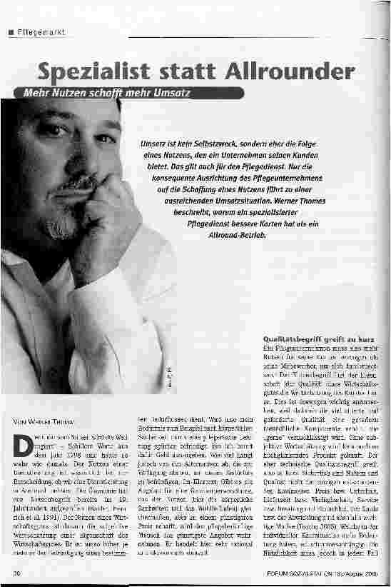 Vorschauseite 1: Spezialist statt Allrounder