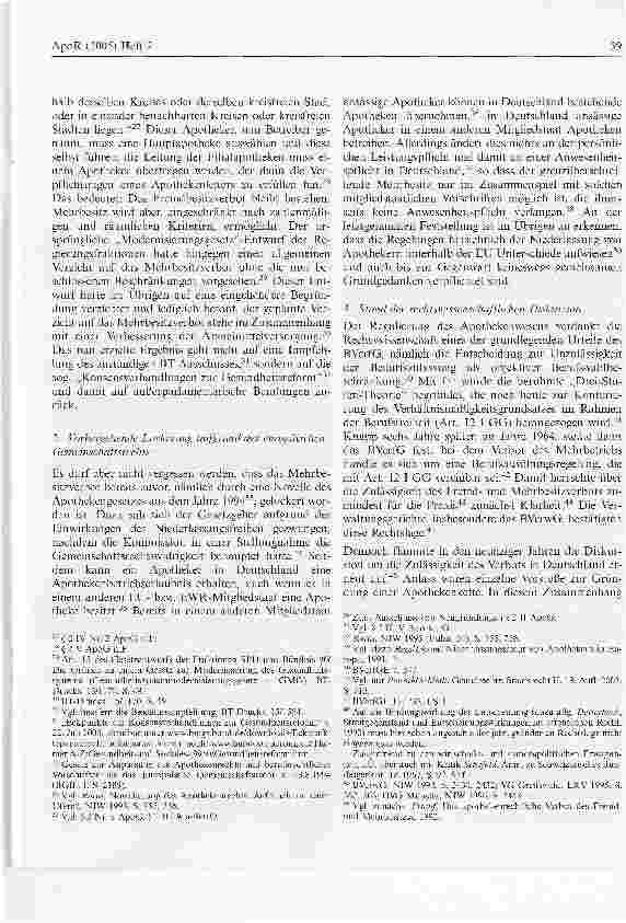 Vorschauseite 3: Lockerung des Mehrund Fremdbesitzverbots von Apotheken im Lichte des Grundgesetzes und der Grundfreiheiten des EG-Vertrags