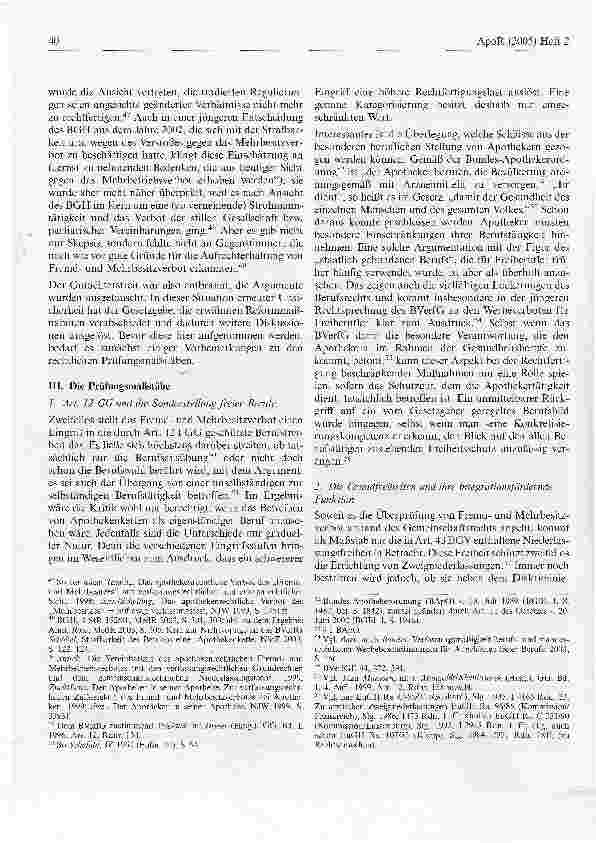 Vorschauseite 4: Lockerung des Mehrund Fremdbesitzverbots von Apotheken im Lichte des Grundgesetzes und der Grundfreiheiten des EG-Vertrags