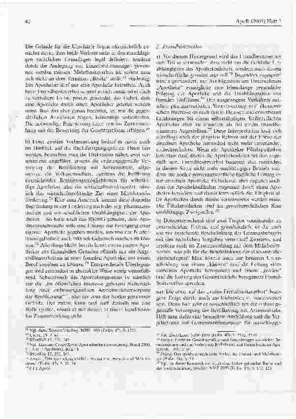 Vorschauseite 6: Lockerung des Mehrund Fremdbesitzverbots von Apotheken im Lichte des Grundgesetzes und der Grundfreiheiten des EG-Vertrags