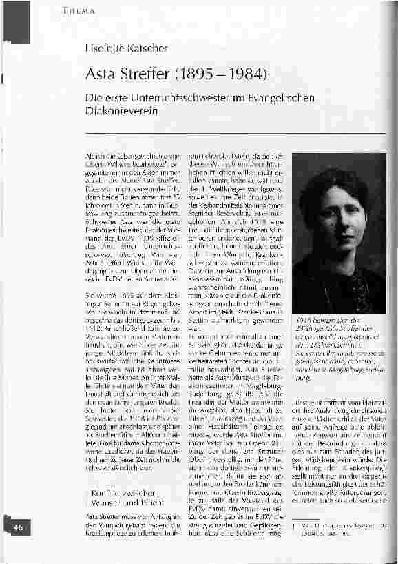 Vorschauseite 1: AstaStreffer (1895-1984)Die erste Unterrichtsschwester im Evangelischen Diakonieverein