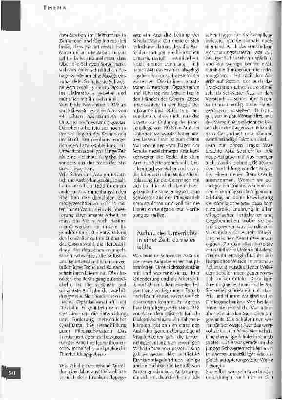Vorschauseite 5: AstaStreffer (1895-1984)Die erste Unterrichtsschwester im Evangelischen Diakonieverein