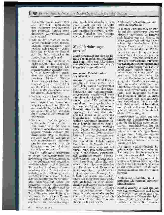 Vorschauseite 3: Ambulante, wohnortnahe medizinsiche Rehabilitation Herausforderung oder Irrweg?