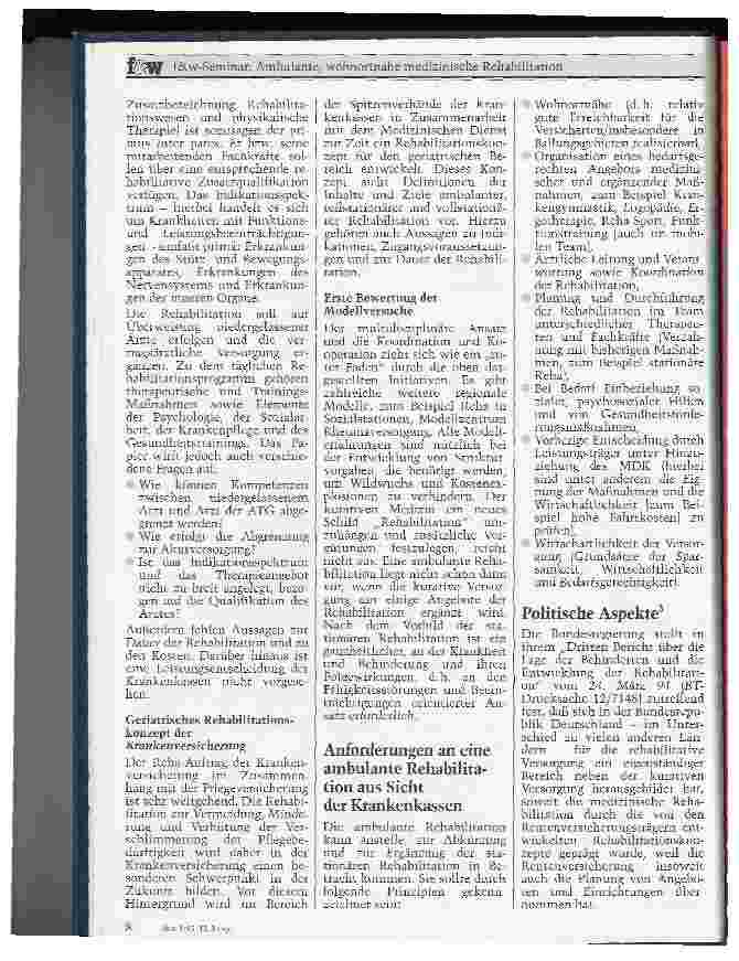 Vorschauseite 5: Ambulante, wohnortnahe medizinsiche Rehabilitation Herausforderung oder Irrweg?