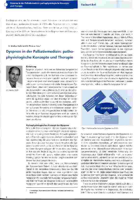 Vorschauseite 1: Dyspnoe in der Palliativmedizin: pathophysiologische Konzepte und Therapie