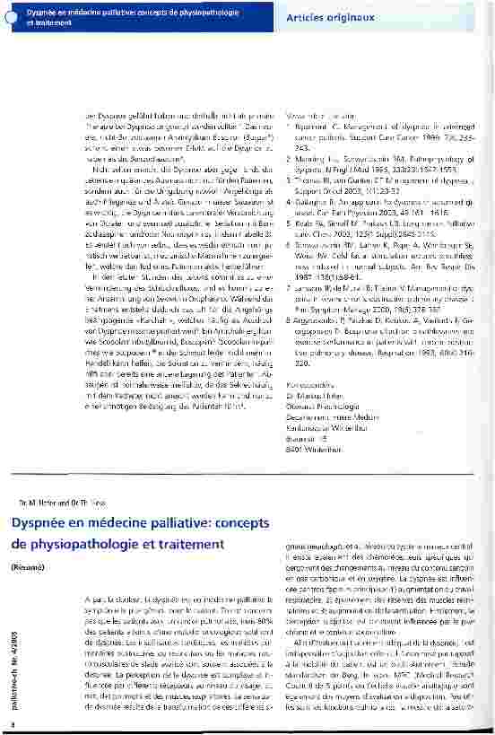 Vorschauseite 4: Dyspnoe in der Palliativmedizin: pathophysiologische Konzepte und Therapie