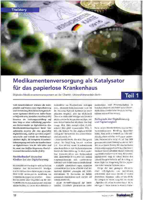 Vorschauseite 1: Medikamentenversorgung als Katalysator für das papierlose Krankenhaus Teil 1