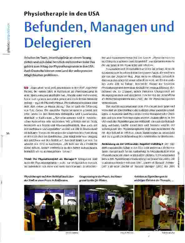 Vorschauseite 1: Physiotherapie in den USA Befunden, Managen und Delegieren
