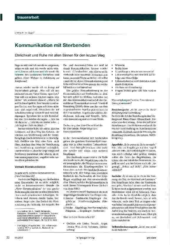 Vorschauseite 1: Kommunikation mit Sterbenden