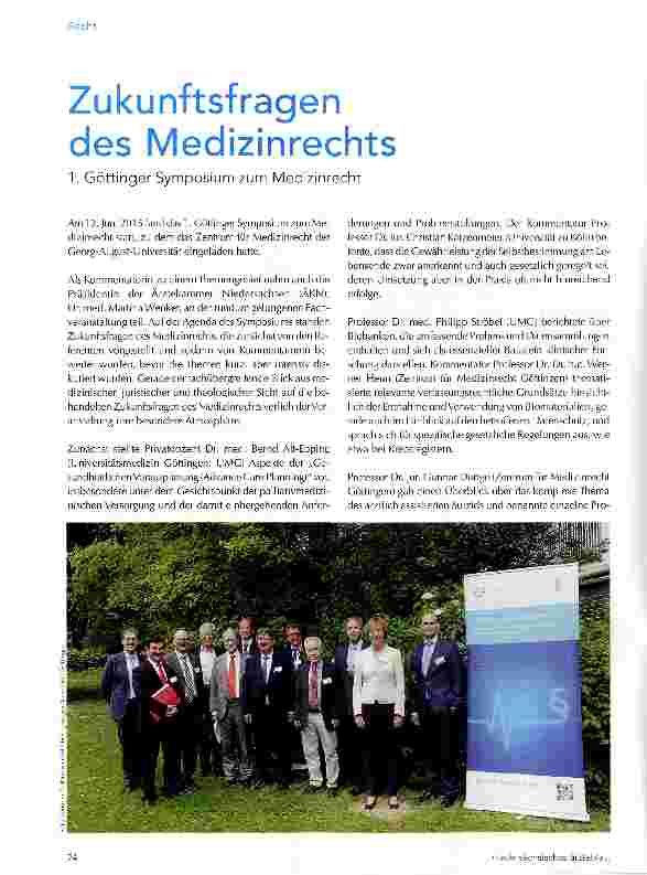 Vorschauseite 1: Zukunftsfragen des Medizinrechts 1. Göttinger Symposium zum Medizinrecht