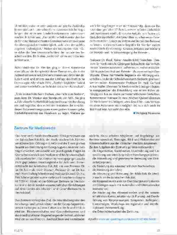 Vorschauseite 2: Zukunftsfragen des Medizinrechts 1. Göttinger Symposium zum Medizinrecht