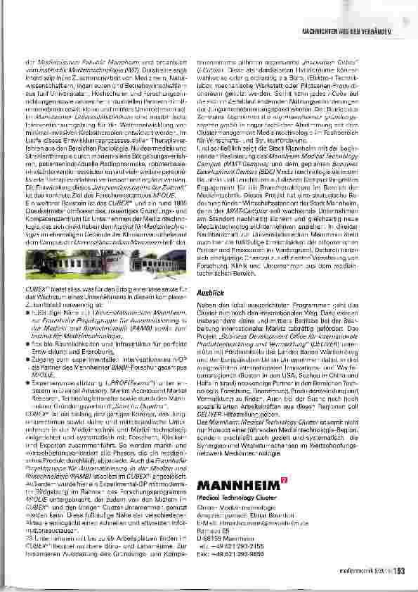 Vorschauseite 2: Medizintechnik - Cluster in Deutschland