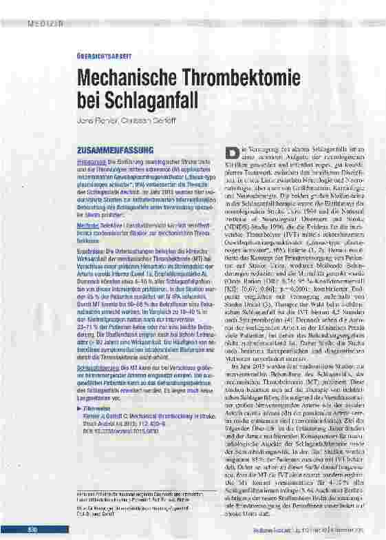Vorschauseite 1: Mechanische Thrombektomie bei Schlaganfall