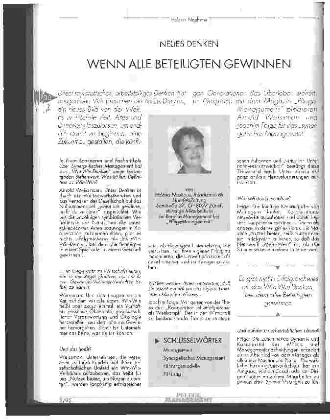 Vorschauseite 1: Neues Denken - Wenn alle Beteiligten gewinnen